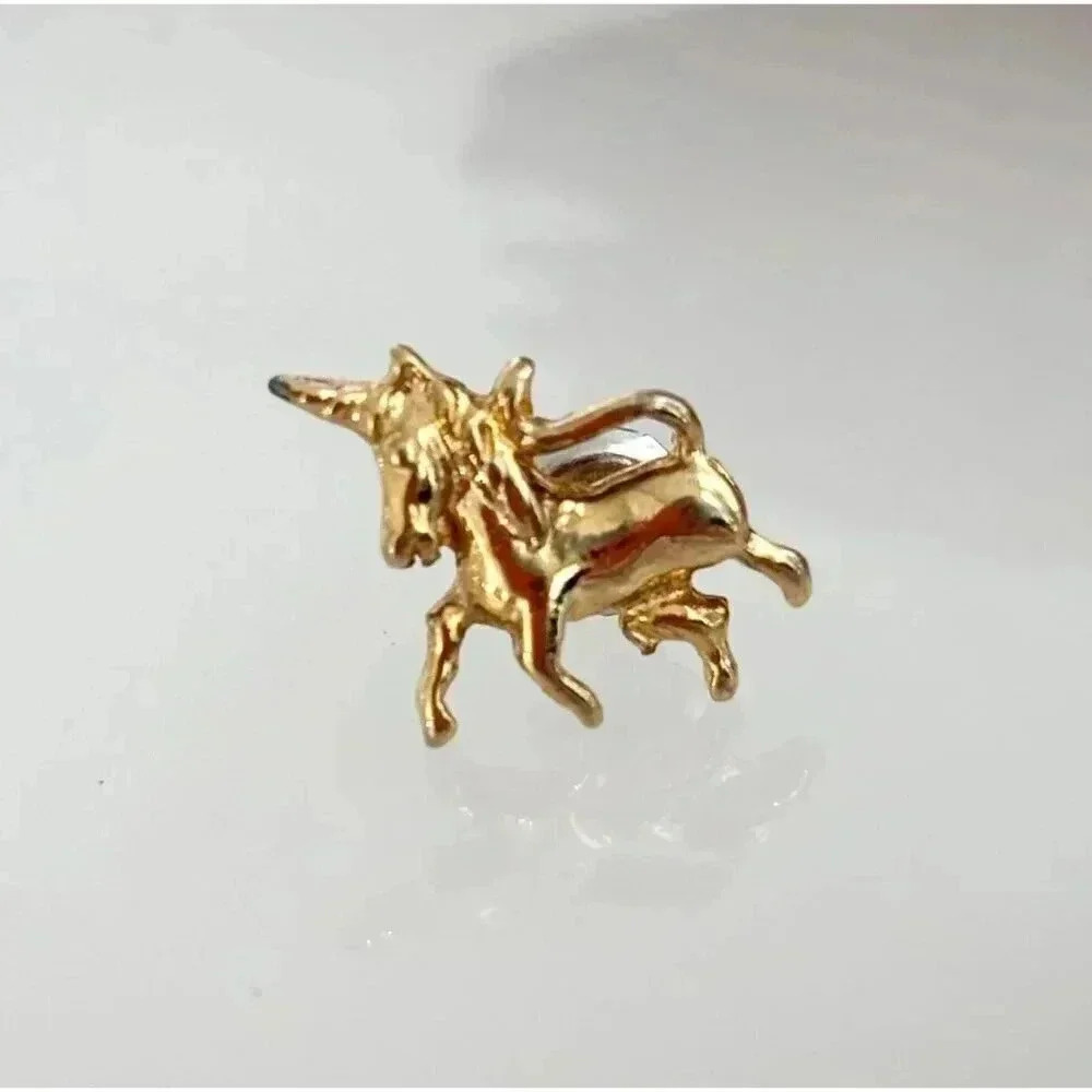 Vintage Gold Colored Dainty Unicorn Brooch Pin